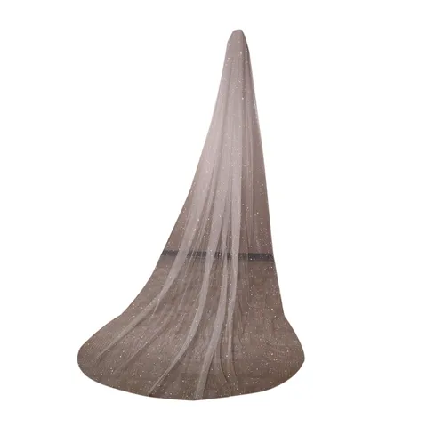 Voile De Mariée Paillettes Étoiles Avec Peigne En Métal Long Voile En Maille Transparente Pour Cérémonie De Mariage Accessoires