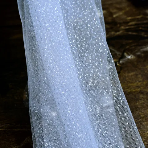 Voile De Mariée Paillettes Étoiles Avec Peigne En Métal Long Voile En Maille Transparente Pour Cérémonie De Mariage Accessoires