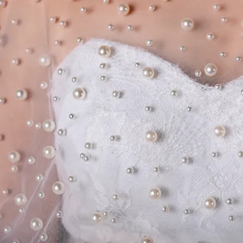 Tessuto in Maglia di Perle di Nylon Tessuto in Pizzo Perlato Largo Per Velo da Sposa Abito da Sposa Accessori per Artigianato di Cucito di Abbigliamento DIY