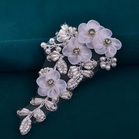Handmade Artificial Pearl Flower Shoe Applique Rhinestone Mesh Shoe Clips Wedding Shoe Accessories For Women