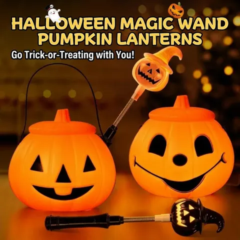 Halloween Citrouille Lanterne Seau à Bonbons Enfants Bâton Lumineux Jouet Ensemble Fantôme Baguette Magique Fête Décoration Cadeaux
