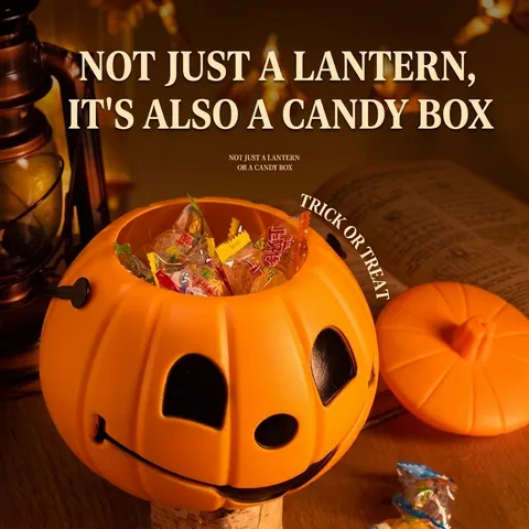 Halloween Portable Pumpkin Lantern LED Glowing Candy Bucket Trick or Treat Props Festive Party Decoration Pumpkin Pail