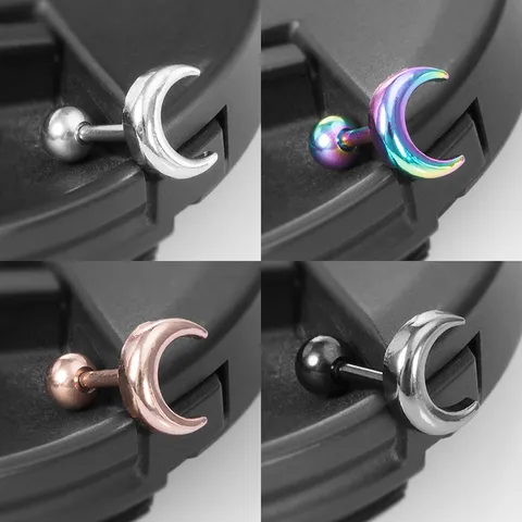 Edelstahl Halbmond Knorpel Ohrstecker Helix Piercing Schraubkugel Rückseite Hypoallergener Körperschmuck Für Herren Damen