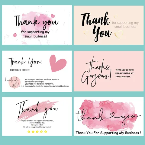 Minimalistisch Papier Dankeskarten Herz Aquarell Grußkarten Für Small Business Bestellung Verpackung Kunden Geschenk