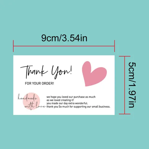 Minimalistisch Papier Dankeskarten Herz Aquarell Grußkarten Für Small Business Bestellung Verpackung Kunden Geschenk