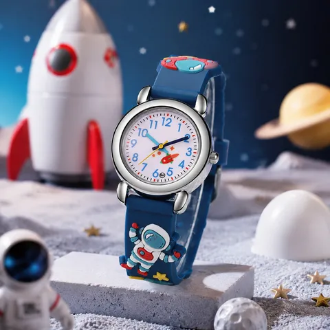 Reloj De Cuarzo De Dibujos Animados Para Niños Lindo Astronauta Unicornio Pegamento De Goteo PVC Correa Reloj Analógico Para Niños Regalo De Estudiante