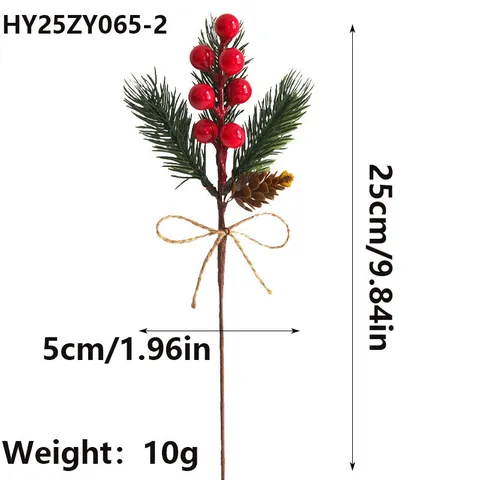 Weihnachten Künstliche Kiefernadeln Rote Beeren Blumenstecker Dekoration Mit Künstlichen Tannenzapfen Kordelschleife Für Feiertage Haus Party Blumengesteck Dekor