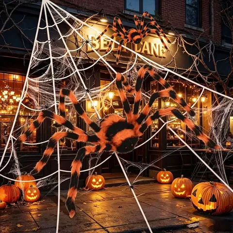 Halloween Colorful Spider Decoration Haunted House Bar Party Plush Realistic Horror Big Spider Props Festive Atmosphere Layout Ornament