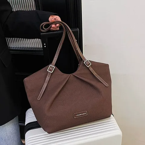 Women's Large Capacity Vintage Tote Bag PU Leather Casual Shoulder Handbag Commuter Work Bag With Dual Straps