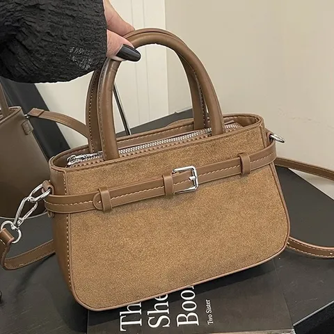 Women's Fashion PU Leather Crossbody Bag Vintage Commuter Shoulder Bag Niche Design Small Square Handbag Autumn Winter
