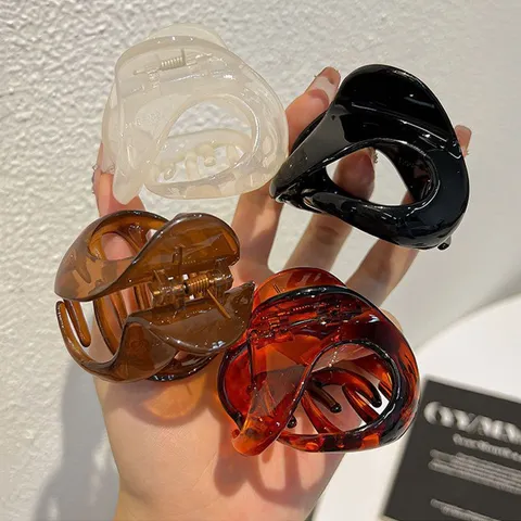 Grande Molla per Capelli in Acrilico Trasparente Geometrico Cavo Artiglio Accessori per Capelli Donna Lavoro