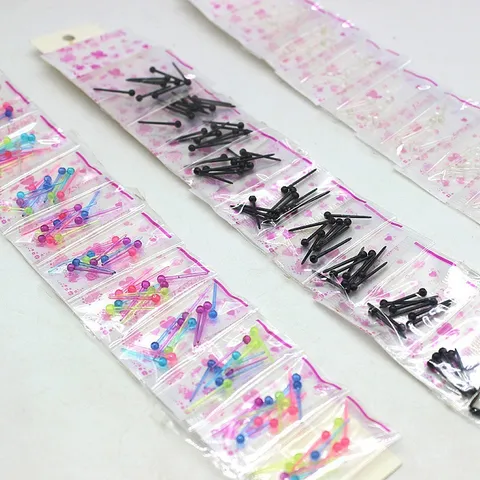 Orecchini a Bottone in Plastica Orecchini di Cura per Piercing all'Orecchio Colorati Neri Trasparenti Orecchini a Bottone con Testa Tonda