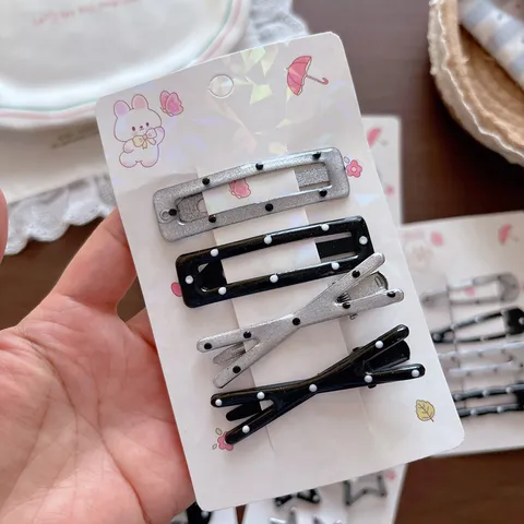 Set di Fermagli per Capelli in Metallo Nero Argento BB Clip Stella Forcine Geometriche Accessori per Capelli per Donne Stile Quotidiano