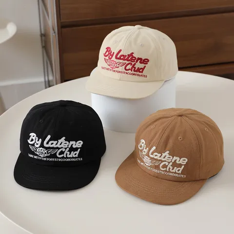 Gorra de Béisbol de Algodón para Niños con Bordado de Letras Ala Plana Ajustable Hip Hop Streetwear para Niños y Niñas