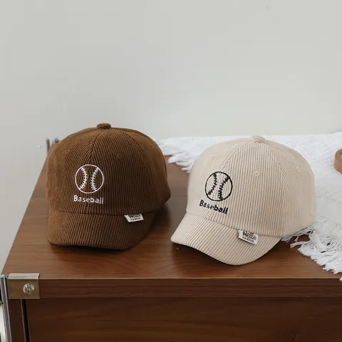 Kids Corduroy Short Brim Baseball Cap Autumn Spring Baby Sun Hat Embroidered Letter Casual Outdoor Cap For Toddler