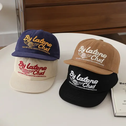 Gorra de Béisbol de Algodón para Niños con Bordado de Letras Ala Plana Ajustable Hip Hop Streetwear para Niños y Niñas