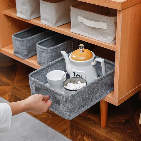 Japans Stijl Opvouwbare Stoffen Opbergdoos Draagbare Kleding Organiserende Mand Met Handvatten Voor Kledingkast Slaapkamer