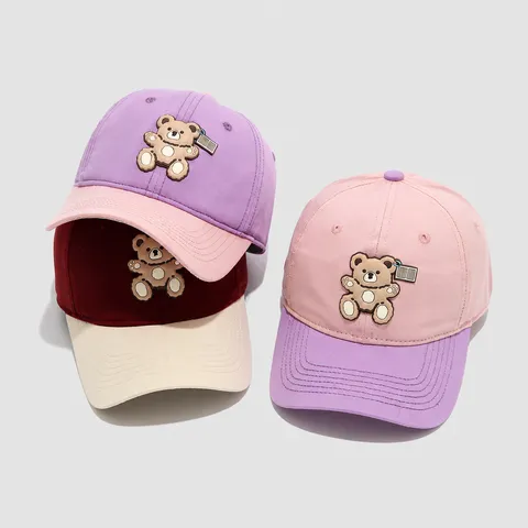 Kinder Baseballkappe Frühling Herbst Dünne Baumwolle Sonnenhut Süßer Cartoon Bär Jungen Mädchen Entenzunge Hat Lässig Outdoor