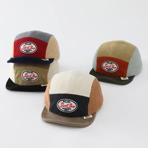 Kinder Kord Baseballcap Herbst Winter Warm Colorblock Entenzunge Hut Verstellbar Kleinkind Casual Sonnenhut