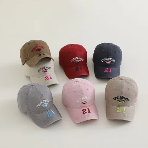 Kinder Baumwolle Baseballkappe Bestickte Buchstabe Nummer Verstellbar Lässiger Sonnenschutz Hut Für Jungen Mädchen Kinder Outdoor