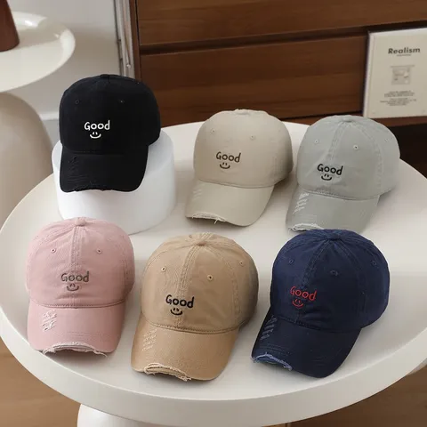Kinder Baumwoll Baseballcap Mit Verzierter Krempe Verstellbarer Sonnenschutz Hut Süße Buchstabenstickerei Lässige Sportmütze