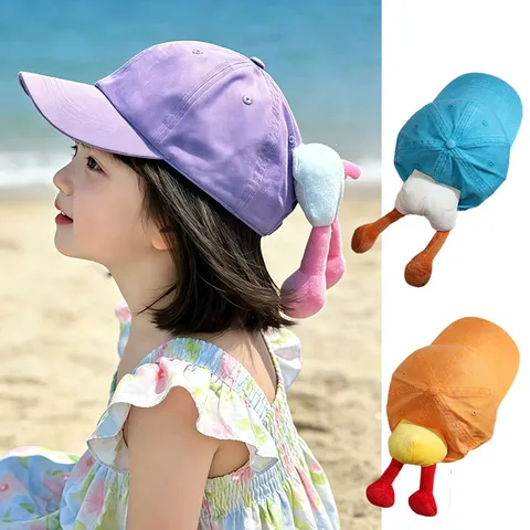 Kinder Sommer Dünne Baseball Kappe Süße Plüsch Tier Puppe Dekor Atmungsaktiv Schnelltrocknend Sonnenschutz Outdoor Hut Für Jungen Mädchen