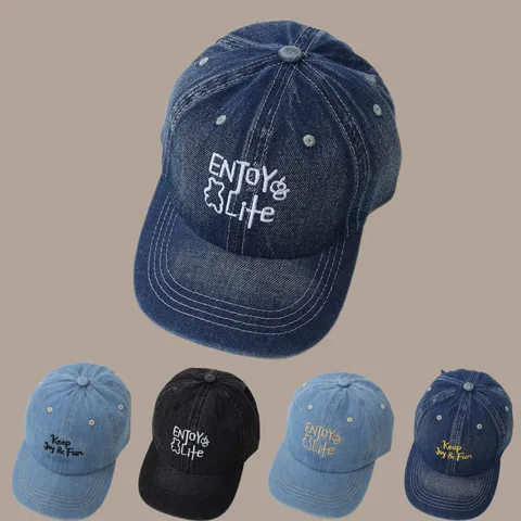 Unisex Denim Baseballkappe Kinder Erwachsene Lässige Sonnenschutzmütze Mit Besticktem Buchstaben Design Für Outdoor Tägliche Kleidung