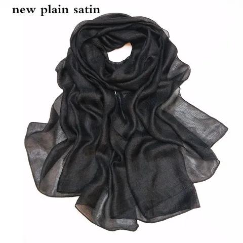 Women Solid Color Imitation Silk Linen Scarf Large Size Lightweight Soft Head Wrap Shawl Scarf For Daily Wear