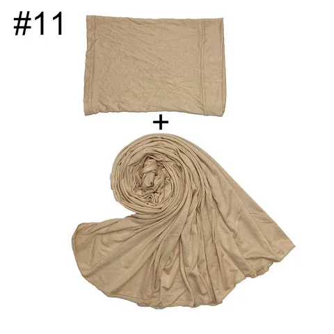 Damen Einfarbig Modal Schal Und Untertuch Mütze Set Weicher Baumwollmischung Hijab Und Hut Passendes Set Mode Accessoires