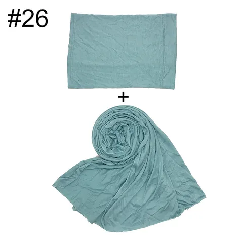 Damen Modal Baumwollmischung Schal Und Innere Kappe Set Einfarbig Weich Leicht Lässig Tägliche Hijab Kopfbedeckung