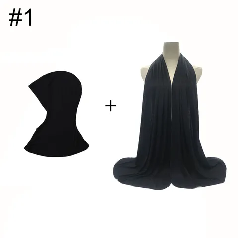Damen Modal Stretch Langer Hut Und Schal Set Weiche Merzerisierte Baumwolle Muslim Hijab Innere Kappe Mit Schal Zubehör