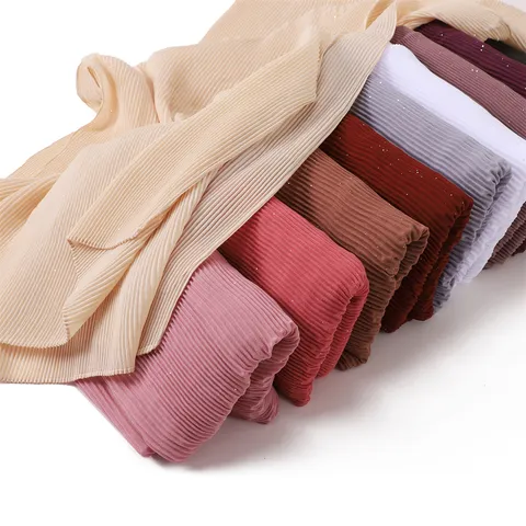 Sciarpa in Chiffon alla Moda da Donna Stropicciata Glitterata Argento Sciarpa Lunga Leggera Traspirante Copricapo Scialle Protezione Solare
