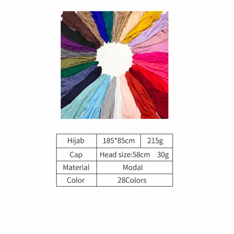 Modal Stretch Cross Front Inner Cap And Large Size Scarf Set Women Solid Color Casual Hijab Headwear Wrap