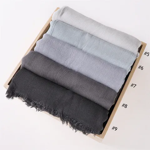 Damen Einziger Farbe Plissiert Viskose Schal Leicht Weich Atmungsaktiv Quasten Kopftuch Tägliche Reise Mode Accessoires