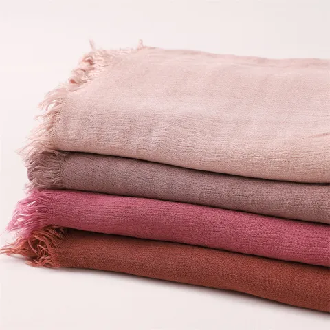 Damen Einziger Farbe Plissiert Viskose Schal Leicht Weich Atmungsaktiv Quasten Kopftuch Tägliche Reise Mode Accessoires