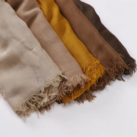 Damen Leichter Einfarbiger Modal Baumwolle Schal Lange Quasten Stola Atmungsaktiv Frühling Herbst Mode Tuch