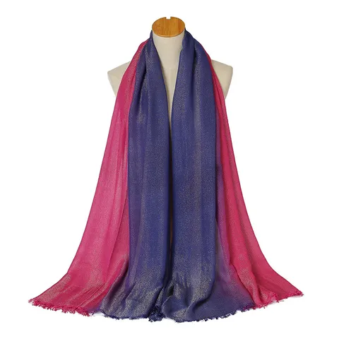 Bufanda de Algodón con Color Degradado para Mujer Chal Largo Suave Transpirable Arcoíris Teñido Anudado Accesorios de Moda