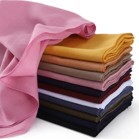 Dames Effen Kleur Vierkante Sjaal Lichtgewicht Voile Hijab Moslim Hoofddoek Casual Ademende Nek Sjaal