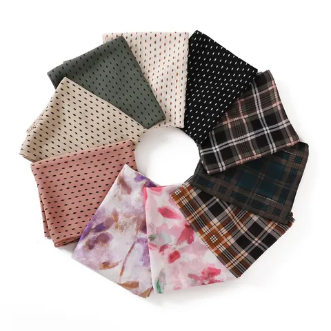 Women Fashion Chiffon Scarf Geometric Polka Dot Plaid Print Long Head Scarf Muslim Hijab Wrap Shawl Accessories