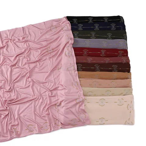 Dames Elastisch Ademend Gemerceriseerd Katoen Sjaal omslagdoek Paardenbloem Strass Lange Sjaal Hoofddoek Accessoire