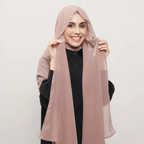 Damen Hijab Schal Set Einfarbig Chiffon Tuch Mit Modal Mütze Magnetverschluss Moslemische Kopfbedeckung Alltag