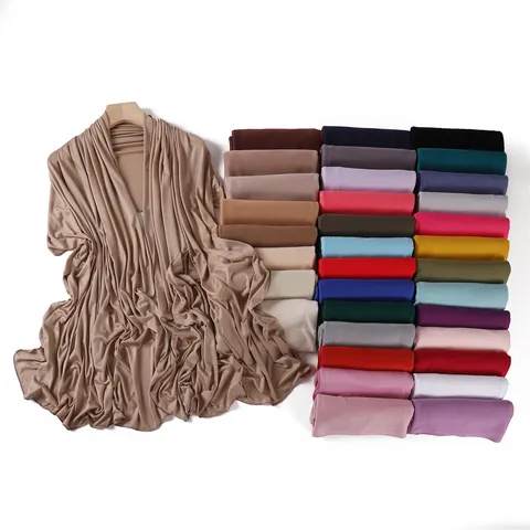 Damen Großer Einziger Farbe Modal Baumwolle Schal Weich Atmungsaktiv Leicht Hijab Wickel Mode Tägliche Accessoires