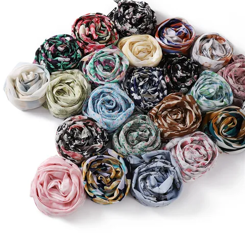 Womens Chiffon Scarf Floral Polka Dot Printed Sun Protection Lightweight Fashion Versatile Long Shawl Neckwear