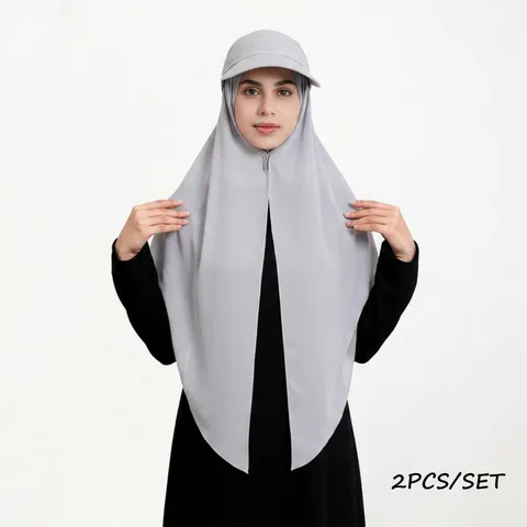 Women's Chiffon Hood Scarf And Empty Top Sun Hat Set Solid Color Sun Protection Multi-Function Outdoor Accessories