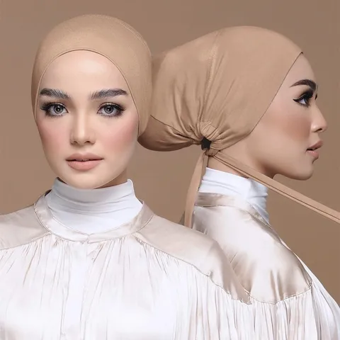 Modal Doux Respirant Élastique Cordon Sous-bonnet Chapeau Couleur Unie Réglable Muslim Hijab Casquette Pour Femmes