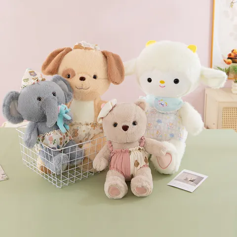 Mignon Jouet en Peluche d'Animal de Dessin Animé Bourré Petit Mouton Ours Eléphant Chien Douce Poupée Oreiller Apaisant Cadeau Enfant