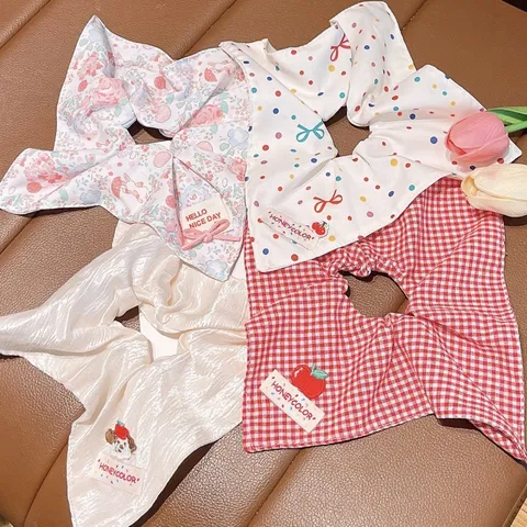 Scrunchie In Tessuto A Fiori A Quadri E Pois Stile Coreano Carino Accessorio Per Capelli Per Donne Ragazze