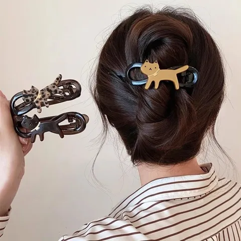 Molla per Capelli Gatto Leopardo Minimalista Accessori in Resina Simpatico Fermaglio per Donna Styling Quotidiano Gioielli