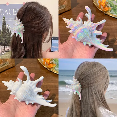 Vacanza al Mare Molla per Capelli in Acrilico a Conchiglia Elegante Molla a Squalo Accessori per Capelli Versatili per Donna