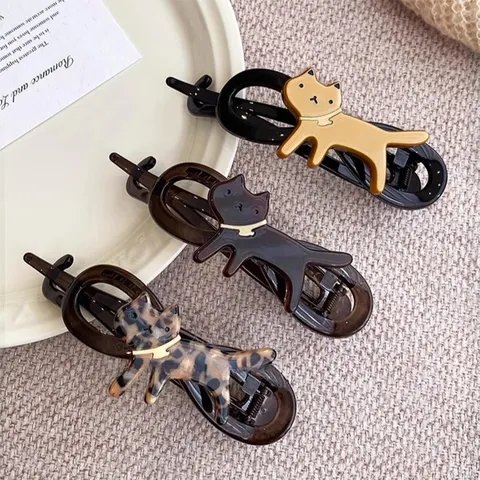 Molla per Capelli Gatto Leopardo Minimalista Accessori in Resina Simpatico Fermaglio per Donna Styling Quotidiano Gioielli